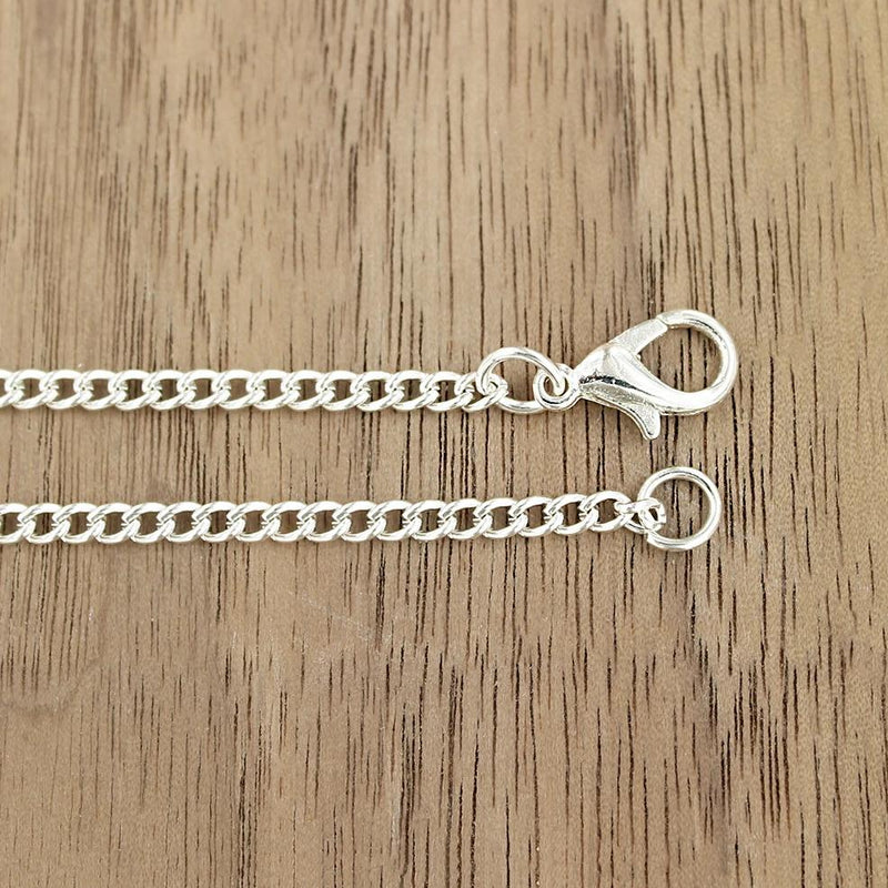 Silver Tone Curb Chain Necklace 32" - 3mm - 1 Necklace - N480