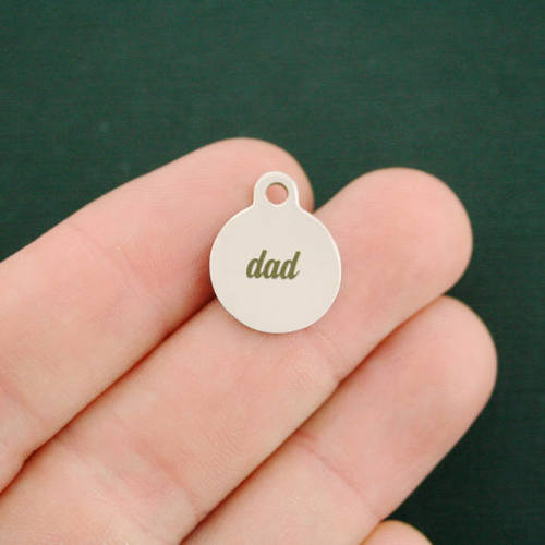 Dad Stainless Steel Small Round Charms - BFS002-2819