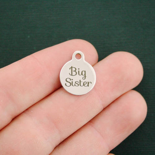 Big Sister Stainless Steel Small Round Charms - BFS002-2823