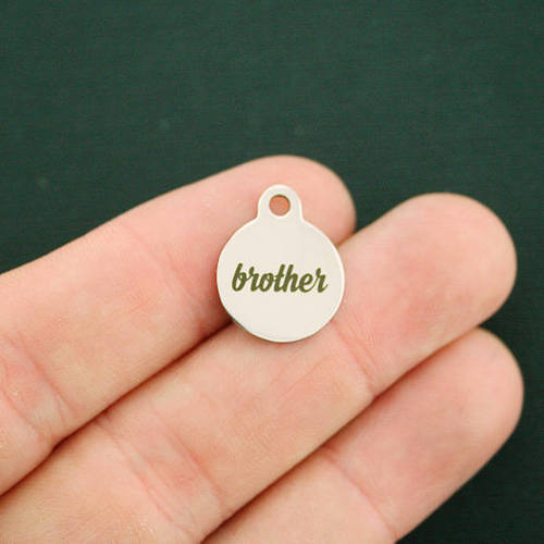 Brother Stainless Steel Small Round Charms - BFS002-2849