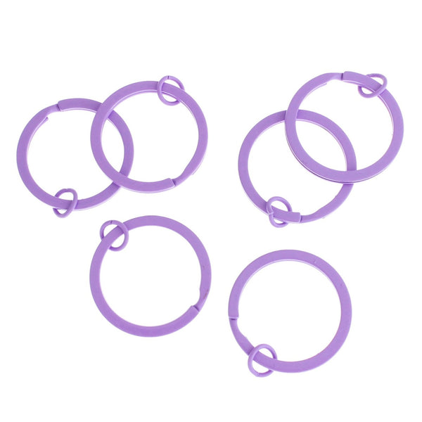 Purple Enamel Key Rings with Attached Jump Ring - 30mm - 4 Pieces - FD297