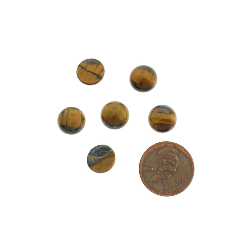 Natural Tiger Eye Gemstone Cabochon Seals 10mm - 4 Pieces - CBD003-G