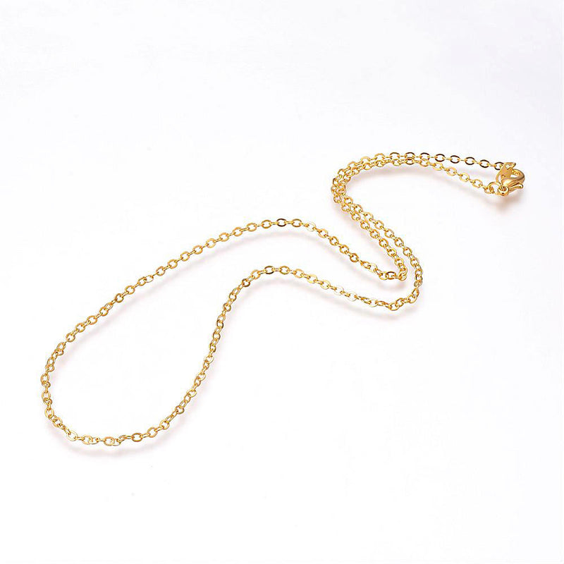 Gold Tone Cable Chain Necklace 18" - 2mm - 10 Necklaces - N414