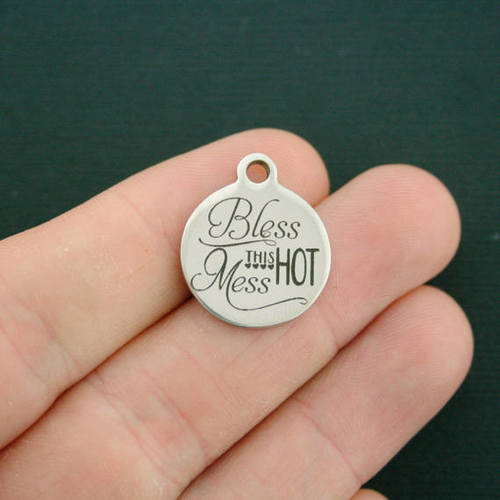 Hot Mess Stainless Steel Charms -  Bless this Hot Mess - BFS001-2890