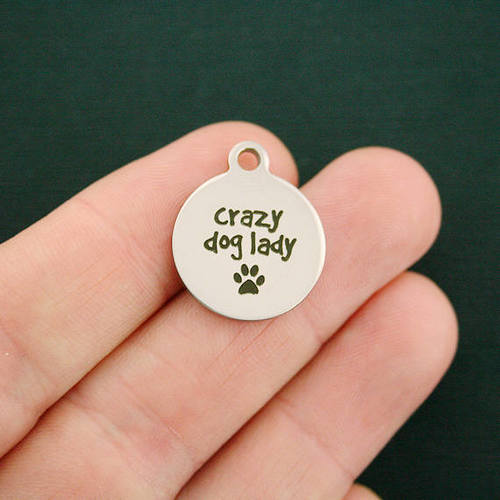 Crazy Dog Lady Stainless Steel Charms - BFS001-2895