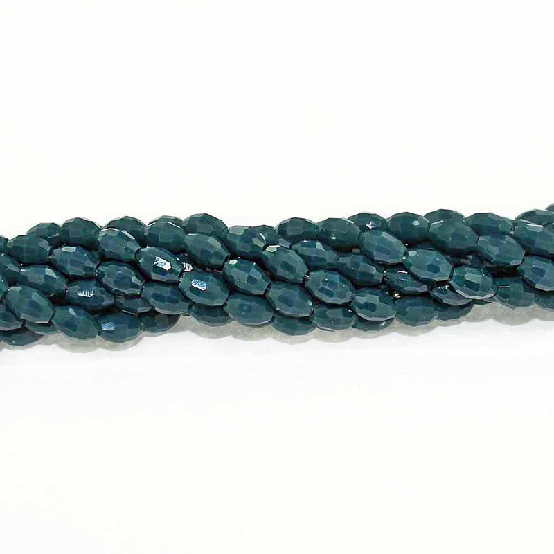 Faceted Glass Beads 6mm x 4mm - Slate Blue - 1 Strand 72 Beads - BD1055