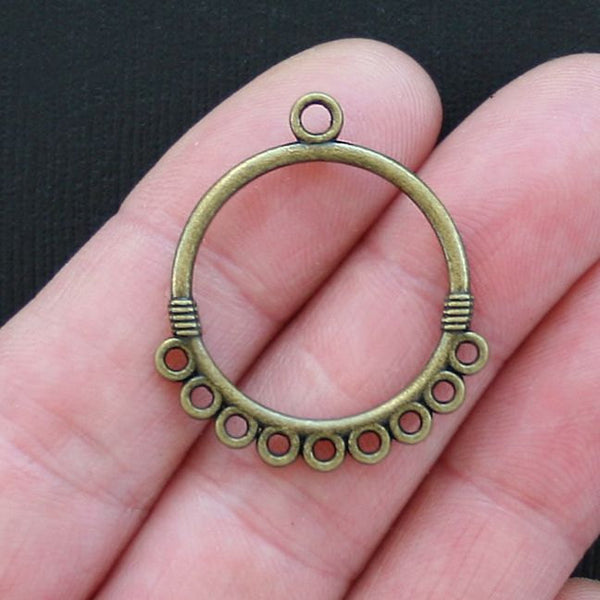 6 Circle Connector Antique Bronze Tone Charms - BC825