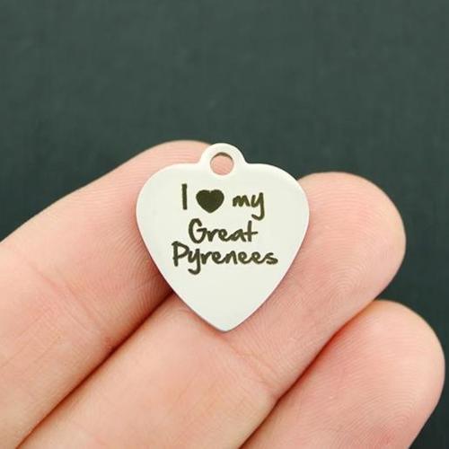 Great Pyrenees Stainless Steel Charms - I love my - BFS011-2903