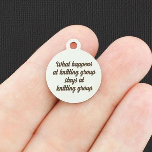 Knitting Group Stainless Steel Charms - What happens at knitting group stays at knitting group - BFS001-2904