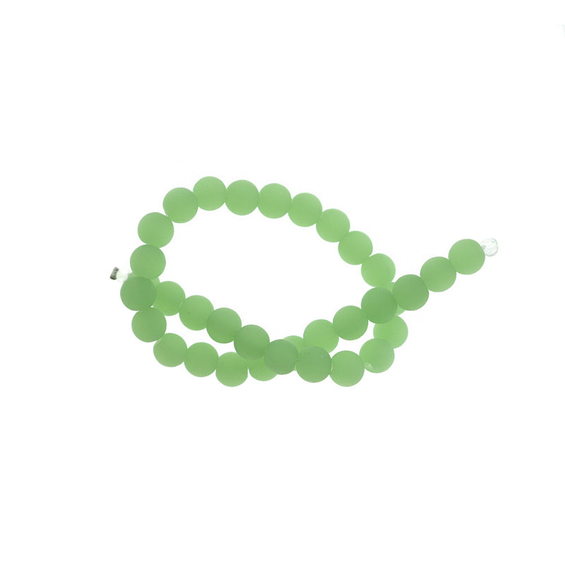 Round Cultured Sea Glass Beads 6mm - Mint Green - 1 Strand 32 Beads - U209