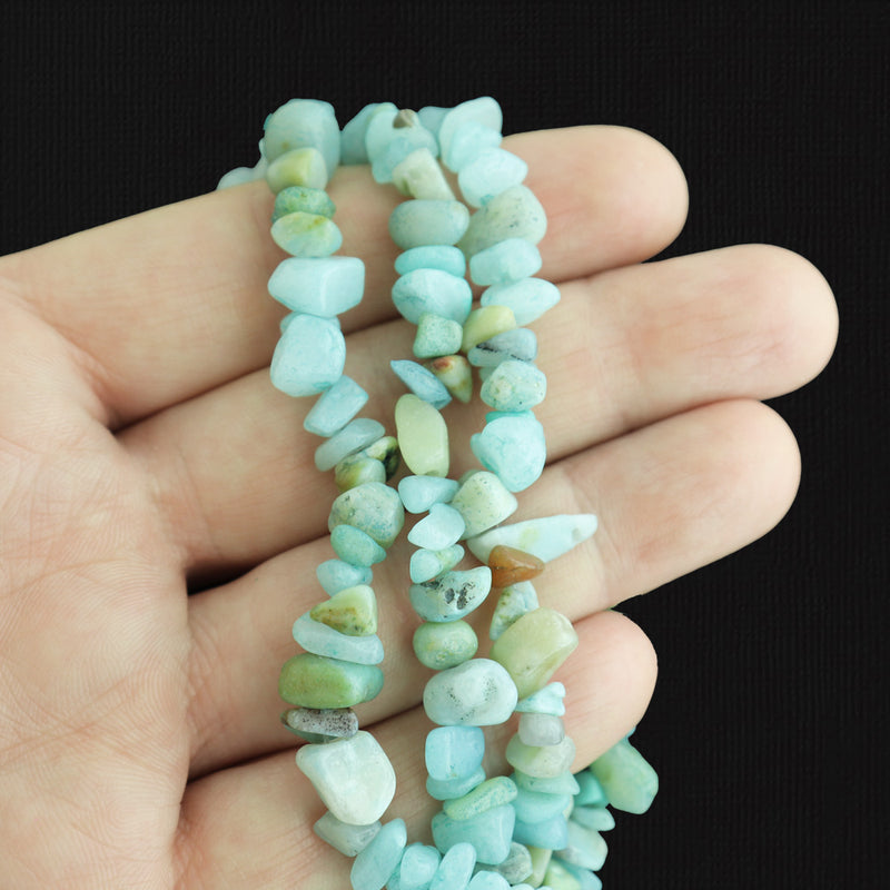 Chip Natural Amazonite Beads 5mm - 8mm - Ocean Blue - 1 Strand 225 Beads - BD167