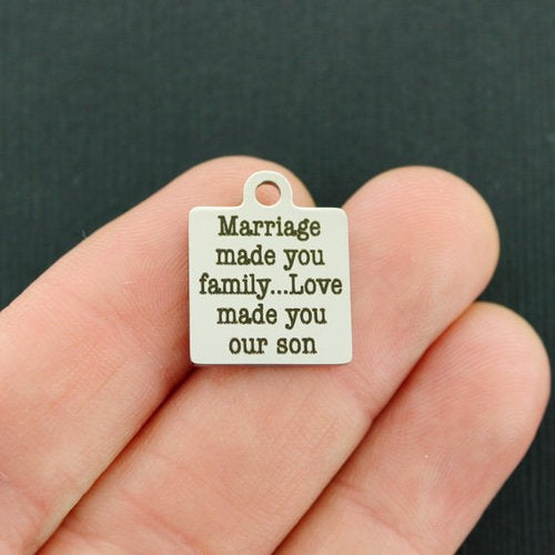 Breloques en acier inoxydable Son - Le mariage a fait de vous une famille... l'amour a fait de vous notre - BFS013-2918