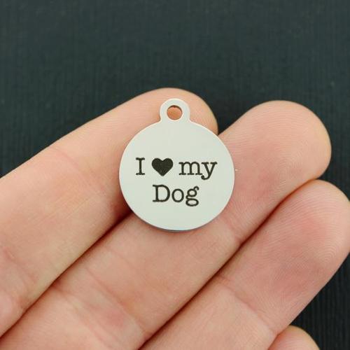 Dog Stainless Steel Charms - I love my - BFS001-2934