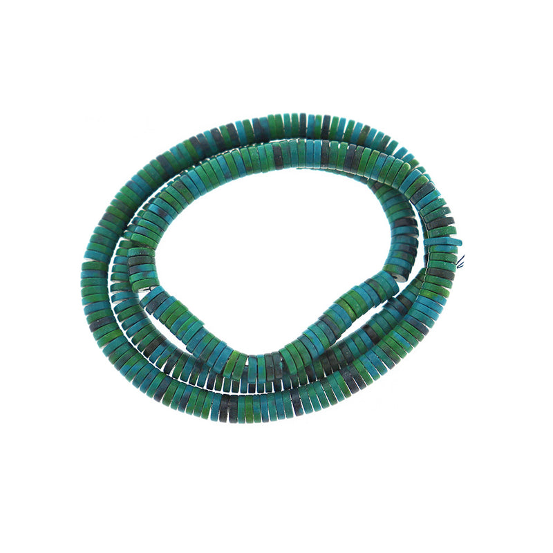 Heishi Natural Agate Beads 4mm x 1mm - Deep Blues and Greens - 50 Beads - BD2366