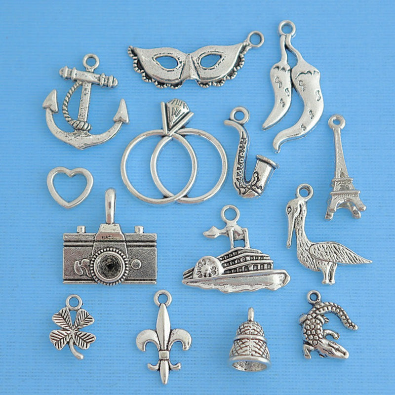 Cake Pull Charm Collection Antique Silver Tone 14 Charms - COL110