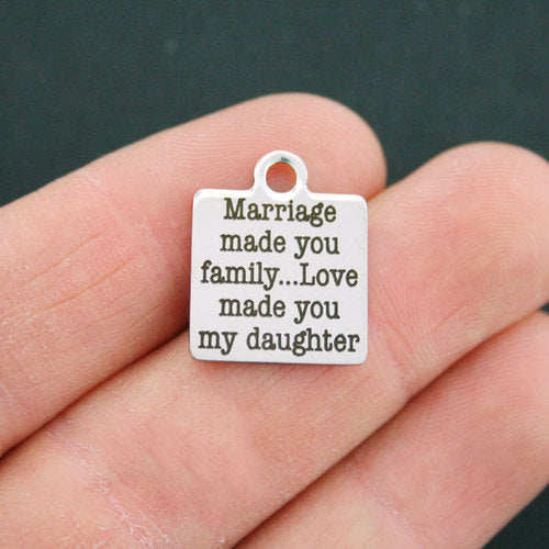Breloques en acier inoxydable pour fille - Le mariage a fait de vous une famille... l'amour a fait de vous ma - BFS013-0294