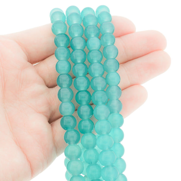 Perles Rondes Imitation Jade 8mm - Turquoise - 1 Rang 50 Perles - BD2740
