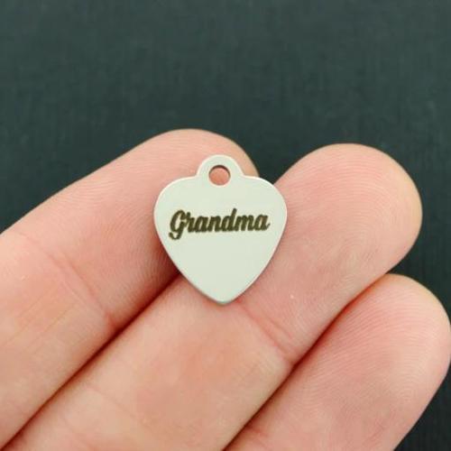 Grandma Stainless Steel Small Heart Charms - BFS012-2985