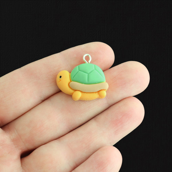 4 Turtle Silver Tone Resin Charms - K688