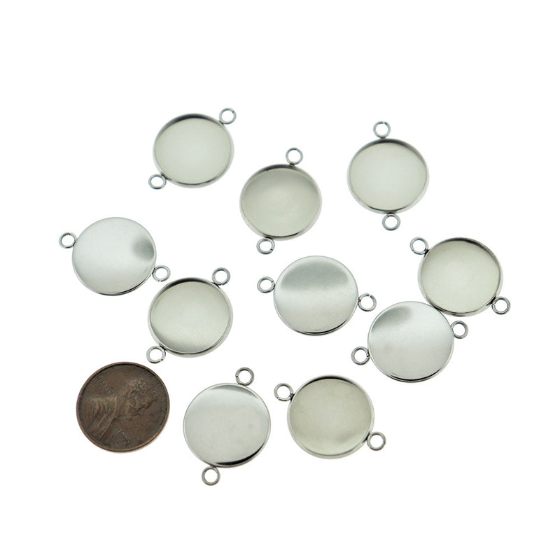 Stainless Steel Cabochon Connector Settings - 16mm Tray - 5 Pieces - CBS001