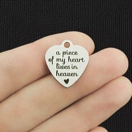 Memorial Stainless Steel Charms - A piece of my heart lives in heaven - BFS011-2993