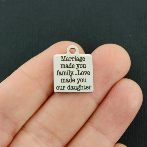 Breloques en acier inoxydable pour fille - Le mariage a fait de vous une famille... L'amour a fait de vous notre - BFS013-2995