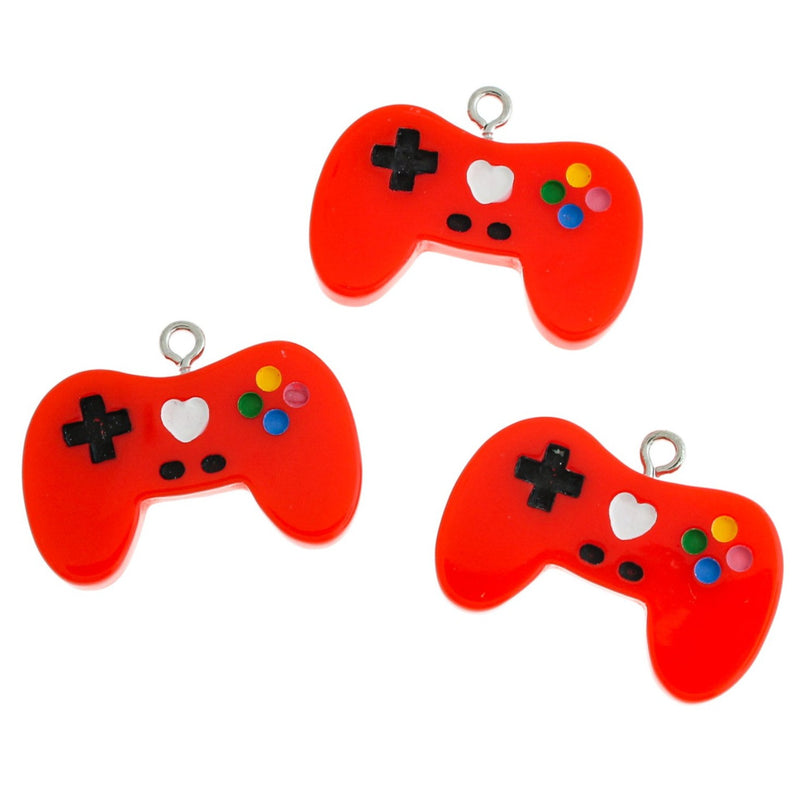 4 Red Game Controller Resin Charms - K558
