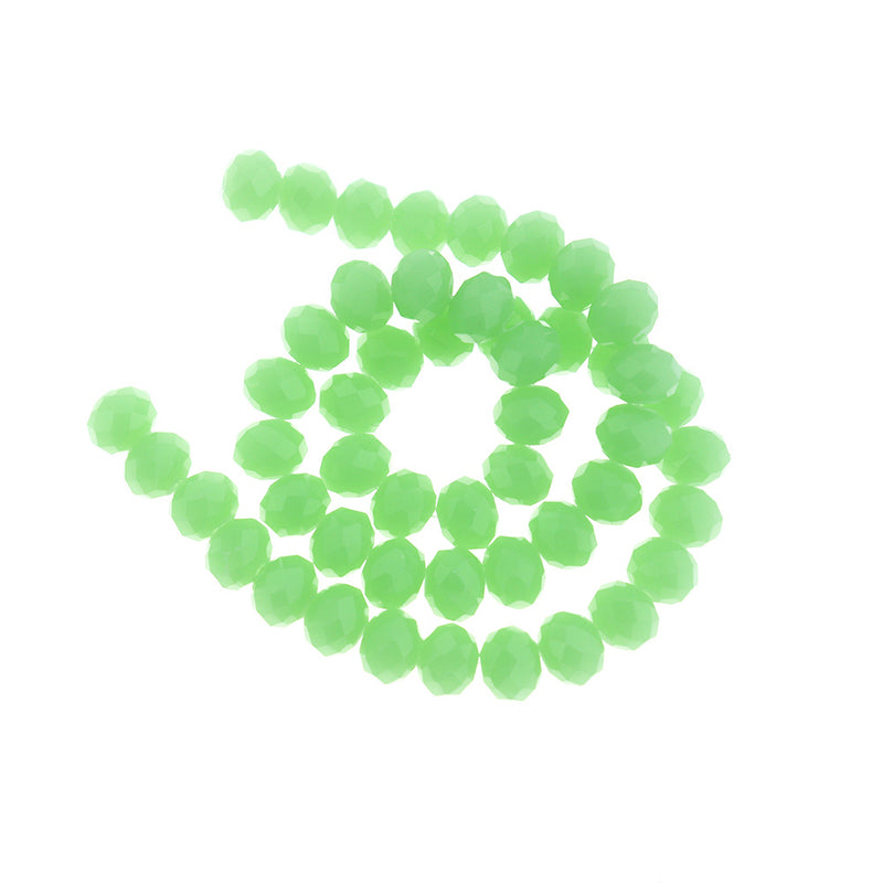 Faceted Glass Beads 8mm x 6mm - Bright Green - 1 Strand 71 Beads - BD1998