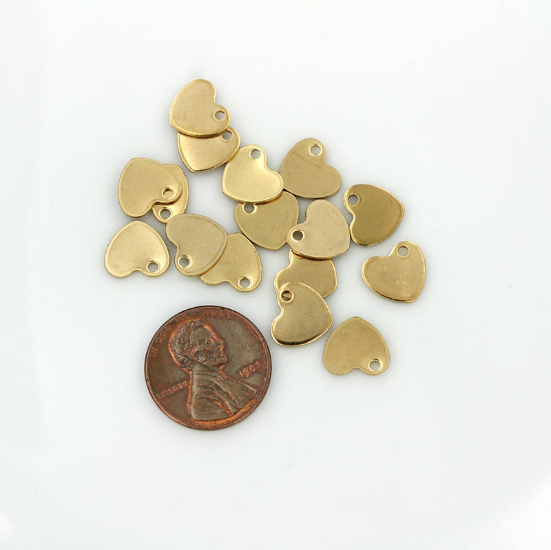 Ébauches d'estampage de coeur - Acier inoxydable doré - 9 mm x 10 mm - 5 étiquettes - MT410