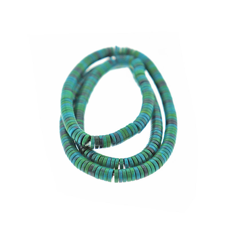 Heishi Natural Agate Beads 4mm x 1mm - Deep Blues and Greens - 50 Perles - BD2366