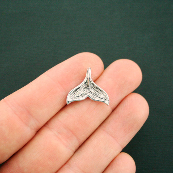 2 Whale Tail Antique Silver Tone Charms - SC6227