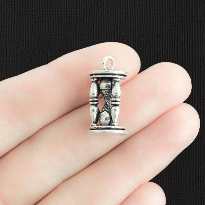 Hourglass Antique Silver Tone Charm 3D - SC3707