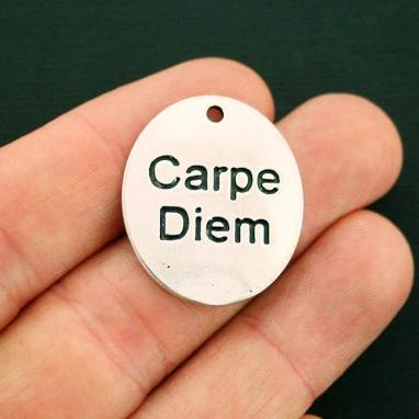 4 Carpe Diem Antique Silver Tone Charms - SC6223