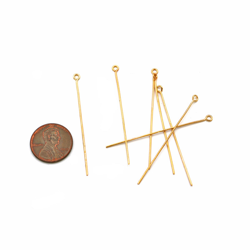 Gold Tone Eye Pins - 50mm - 50 Pieces - PIN112