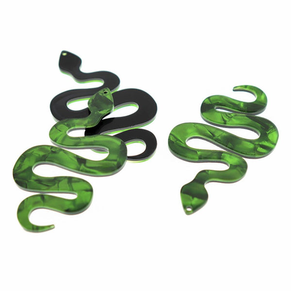 2 Charms Acrylique Serpent Vert - K246