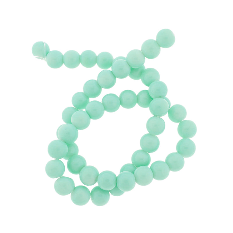 Round Imitation Jade Beads 8mm - Sea Green - 1 Strand 50 Beads - BD1695