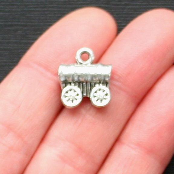 4 Covered Wagon Antique Silver Tone Charms 3D - SC1987