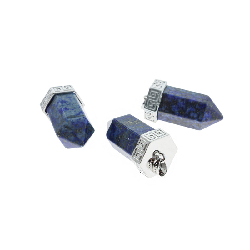 Natural Lapis Lazuli Gemstone Crystal Point Pendant 3D - GEM104