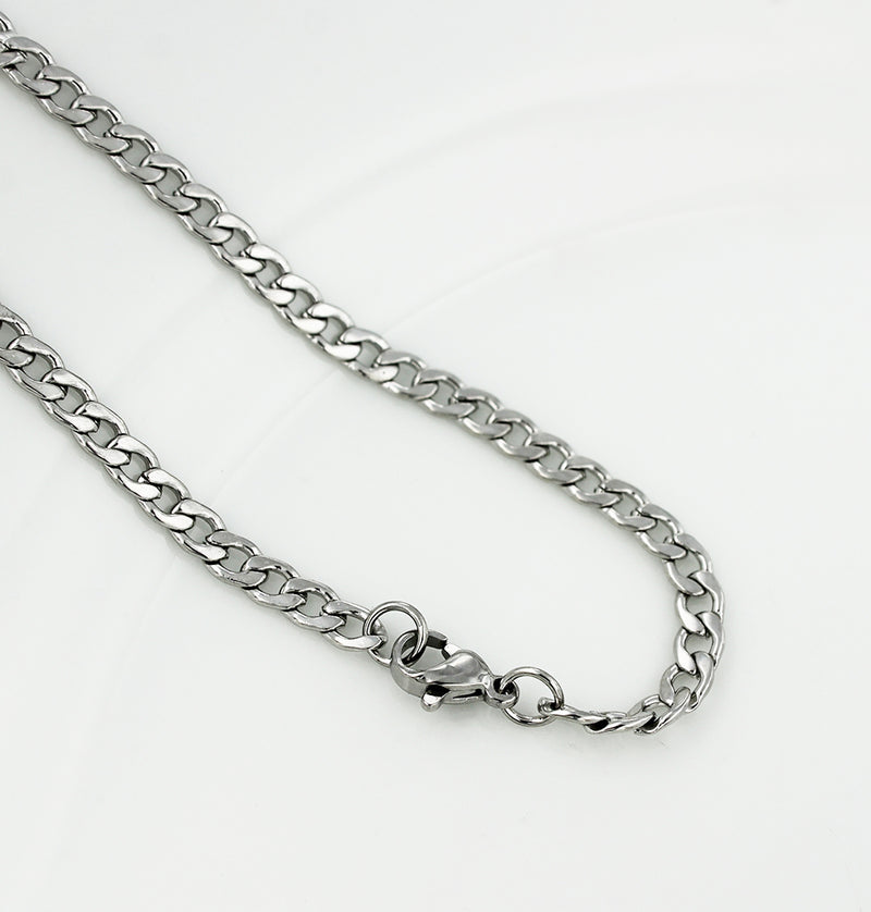 Stainless Steel Curb Chain Bracelet 7.5" - 5mm - 5 Bracelets - N424