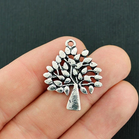 5 Tree Antique Silver Tone Charms - SC512