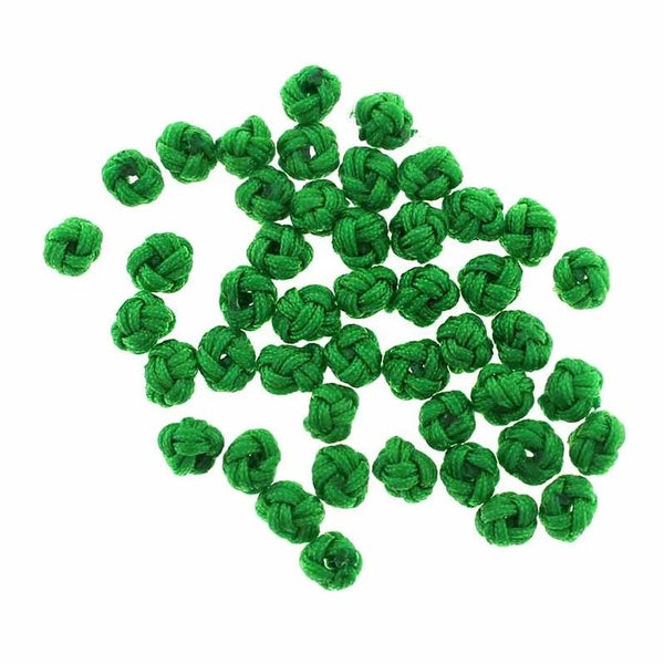 SALE Round Polyester Knot Beads 5mm x 6mm - Emerald Green - 20 Beads - BD416