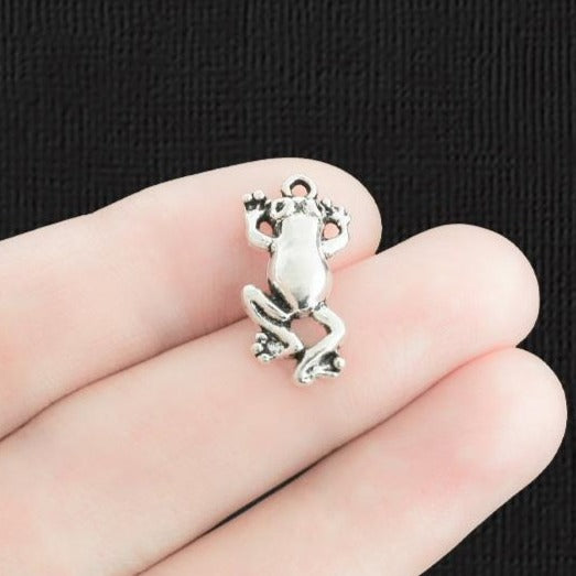 10 Frog Antique Silver Tone Charms - SC2267