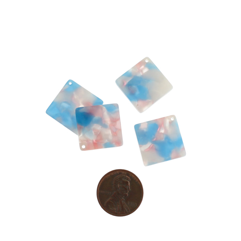 4 Cotton Candy Marble Resin Charms 2 Sided - K538