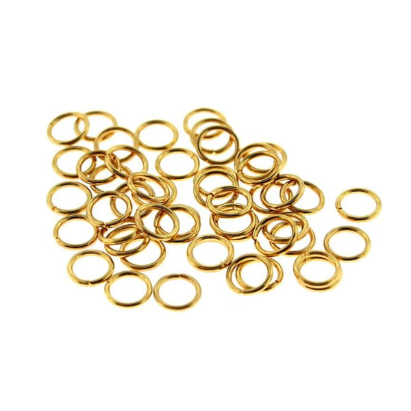 Gold Stainless Steel Jump Rings 5mm x 0.7mm - Open 21 Gauge - 50 Rings - SS067