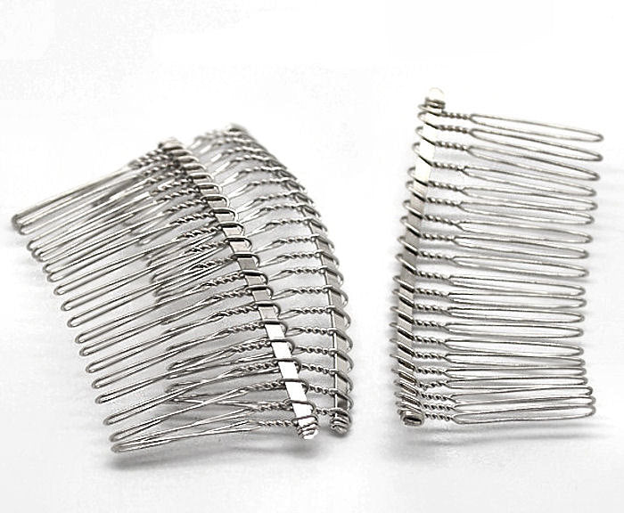 Silver Tone Hair Combs - 78mm x 88mm - 4 Pieces - Z001