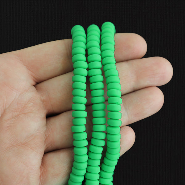 Abacus Polymer Clay Beads 4mm x 7mm - Neon Green - 1 Strand 110 Beads - BD1081