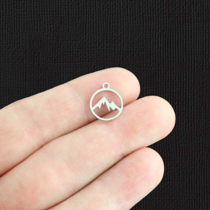 2 Mountain Stainless Steel Charms 2 Sided - SSP498