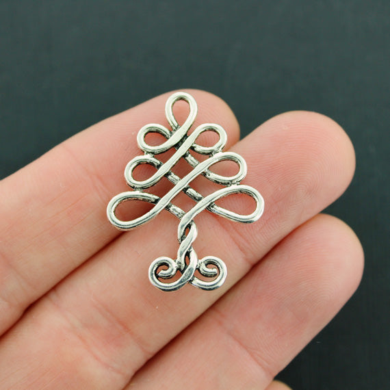 4 Celtic Knot Tree Antique Silver Tone Charms 2 Sided - SC2321