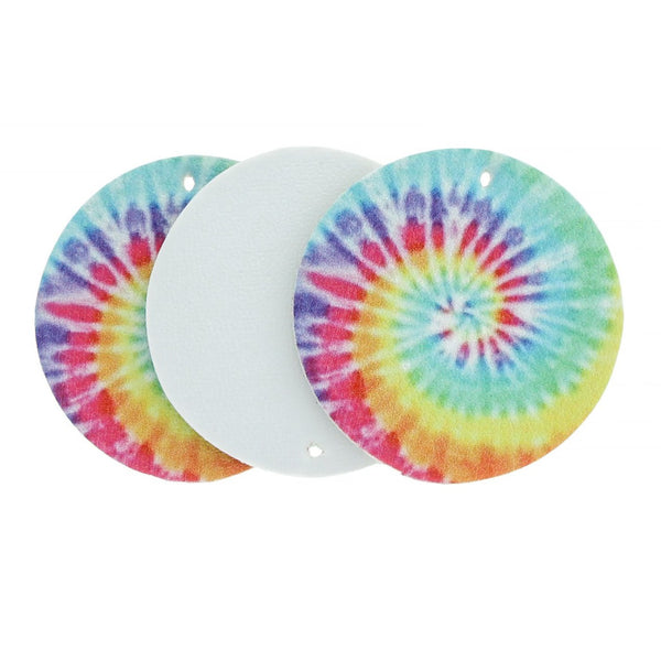 Pendentifs en similicuir - Rainbow Swirl Tie-dye - 4 Pièces - LP158