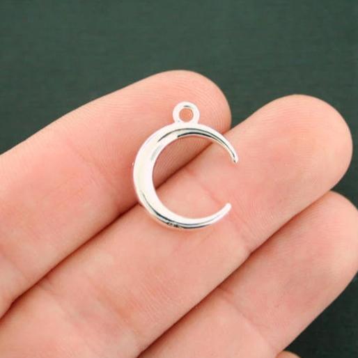 4 Crescent Moon Silver Tone Charms - SC7535